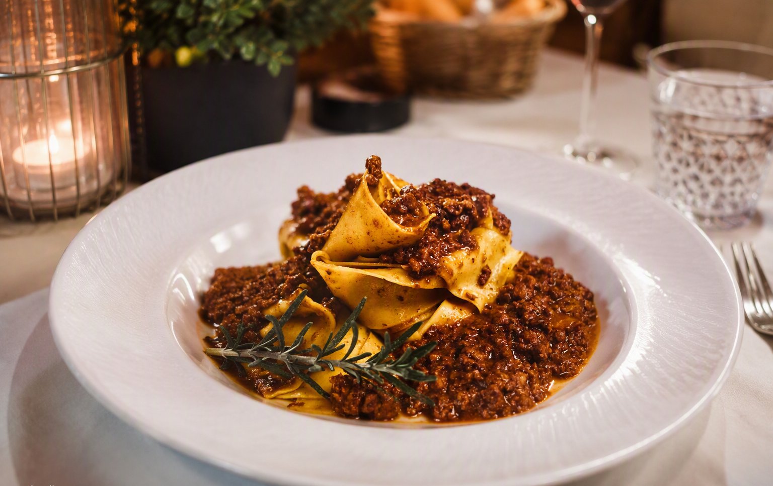 Pappardelle al ragù con rosmarino